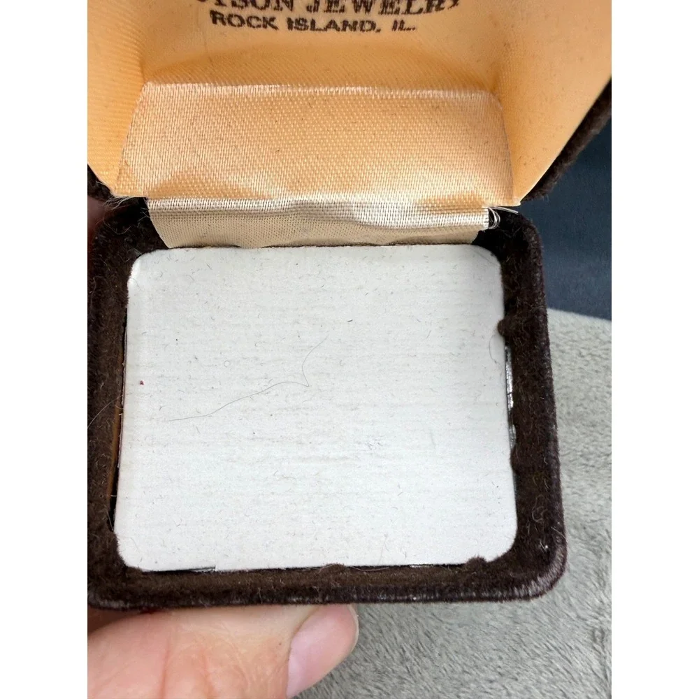 Vintage Dotson Jewelry Presentation Box Brown Velvet Hinged Small 2.5